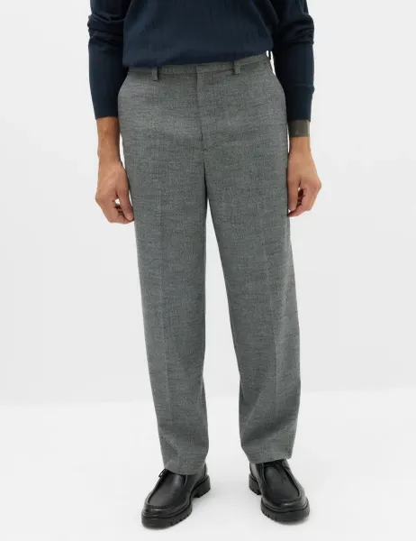 Marks & Spencer Relaxed Fit Boucle Textured Smart Trousers Grey