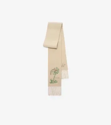 Narrow Brave Little Tree Cashmere Scarf in Nutmeg beige