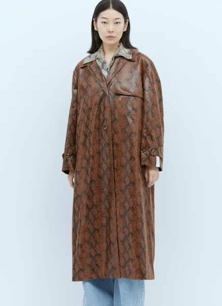 Double Layer Faux Snakeskin Embossed Coat