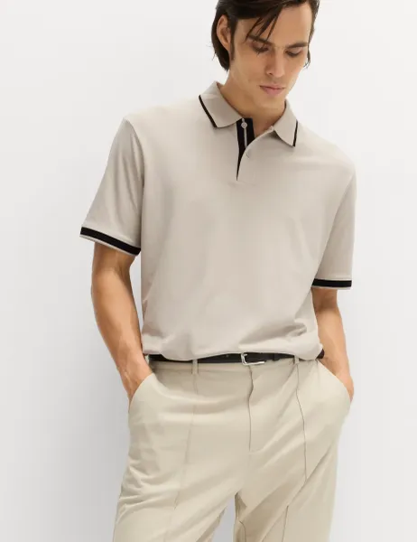 Goodmove Cotton Rich Pique Club Sports Polo Shirt Medium Beige