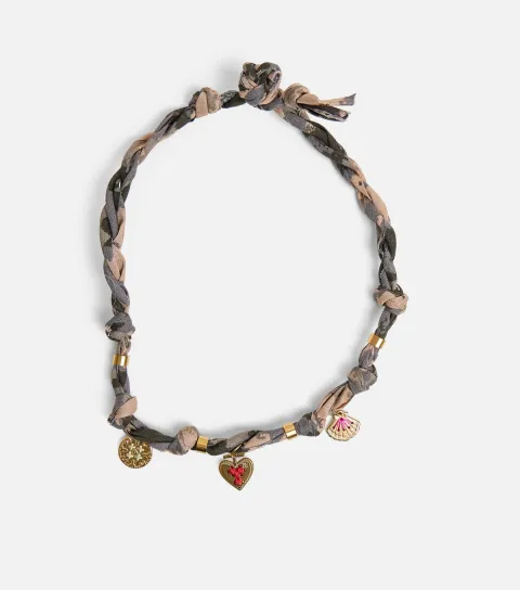 Gold Tone Rope Charm Necklace