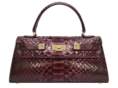Maya East West Pythonskin Handbag - Wine