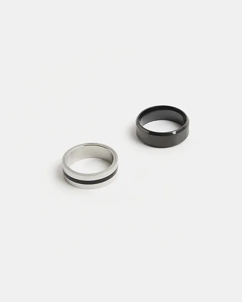 River Island Steel 2 Pack Rings