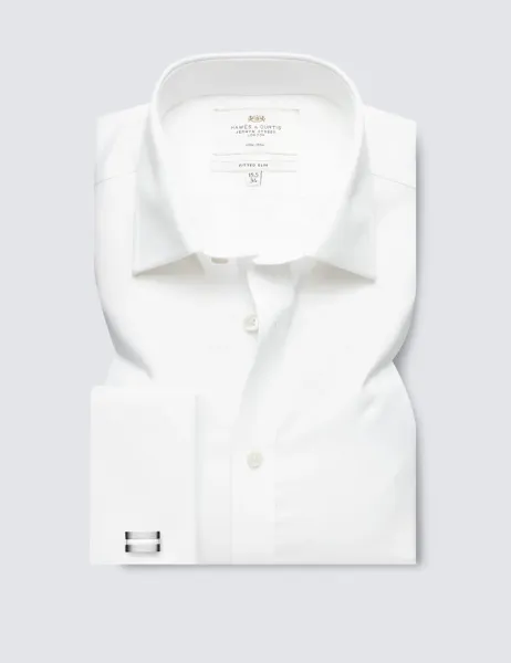 Hawes & Curtis Fitted Slim Non Iron Pure Cotton Twill Shirt White