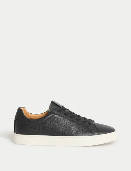 Autograph Wide Fit Leather Lace up Trainers Black