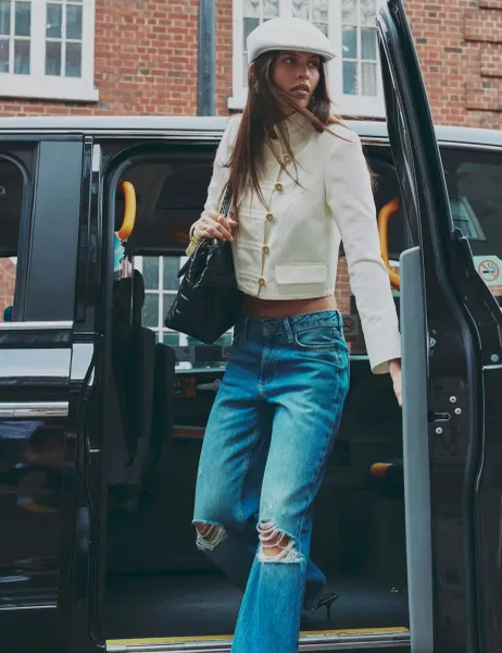 River Island Cropped Utility Jacket Cream