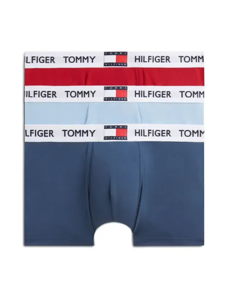 Tommy Hilfiger 3 Pack Heritage Cotton Rich Trunks Red Mix