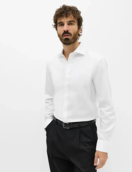 Marks & Spencer Slim Fit Ultimate Non Iron Pure Cotton Textured Shirt White