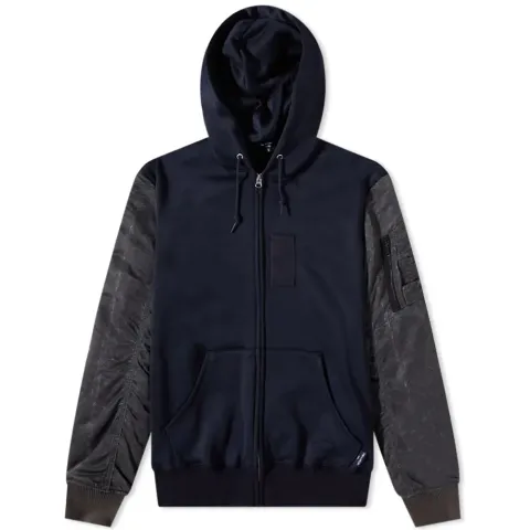 Bomber Sleeve Zip Hoodie