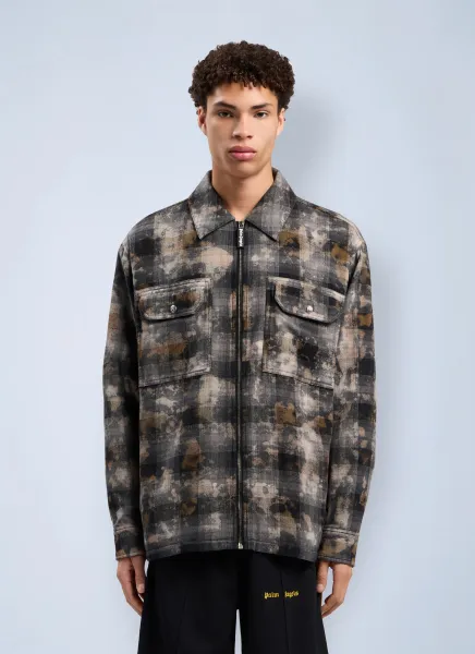 Curved Logo Check Overshirt