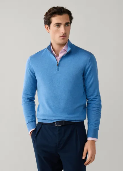 Cotton-Cashmere Quarter Zip Jumper