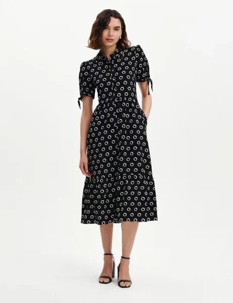 Finery London Printed Midi Tiered Shirt Dress