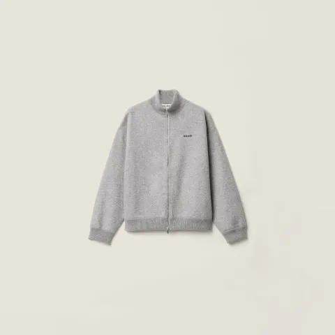 Cashmere and jersey zipper cardigan