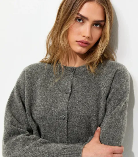 Women's Dark Grey Knitted Meet The Jean Raglan Cardigan