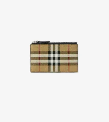 Check Zip Card Case in Archive beige