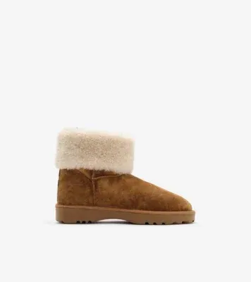 Check Shearling Flint Boots in Jute beige