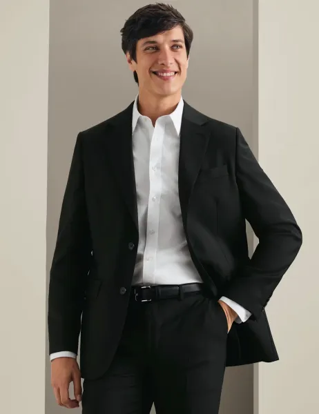 Charles Tyrwhitt Regular Fit Pure Wool Stretch Suit Jacket Black