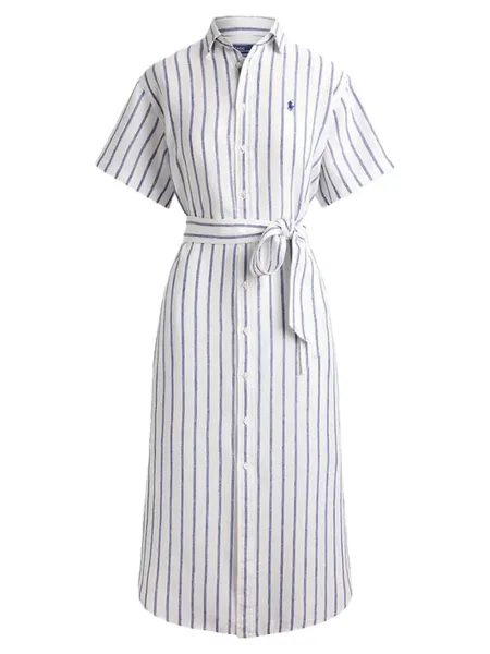 Midi Dress White Blue