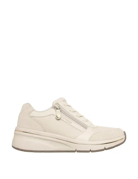 Skechers Street Billion Flex Luxe Up Wedge Trainers Natural