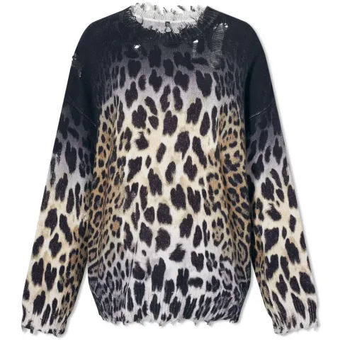 Faded Leopard Oversize Crew Knit