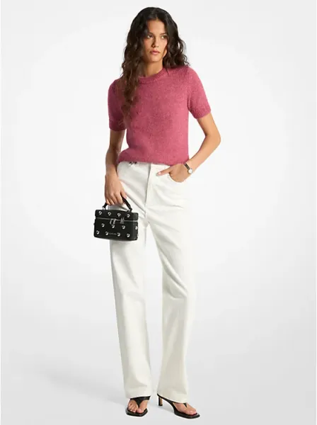 Nylon and Alpaca Blend Short-Sleeve Sweater
