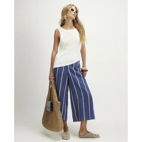 River Island Blue Stripe Culottes