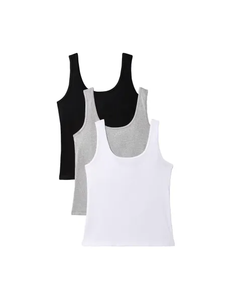Calvin Klein 3 Pack Pure Cotton Ribbed Scoop Neck Vests Multi