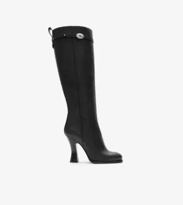 Leather Pillar Boots in Black