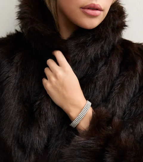 New Look Silver Tone Diamante Stretch Bracelet