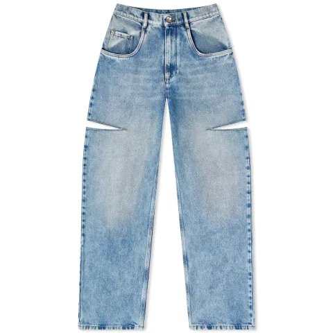 5 Pockets High Rise Baggy Cut Out Jeans