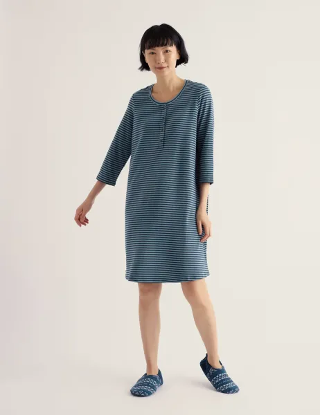 Seasalt Cornwall Cotton Rich Striped Nightdress Blue Mix