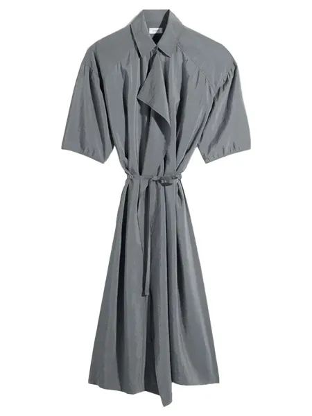 Asymmetrical Shirt Dress Aluminium