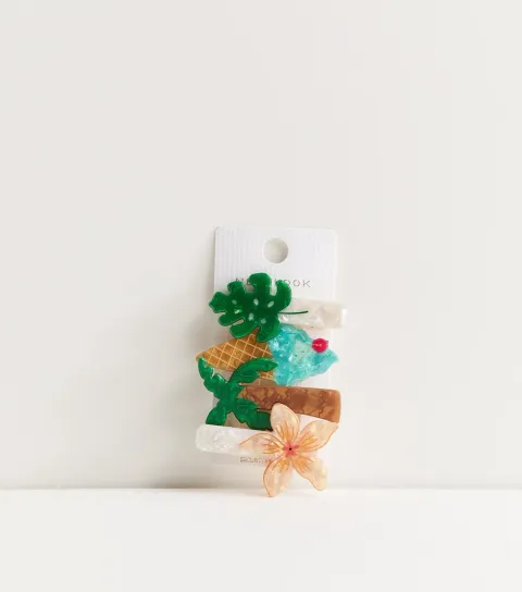Pack of 4 Multi Colour Tropical Slide Hair Clips