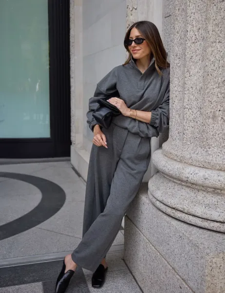 WAT THE BRAND Barrel Leg Relaxed Fit Trousers Dark Grey