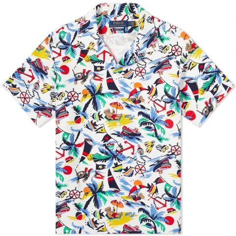 Bearwaiian Print Vacation Shirt
