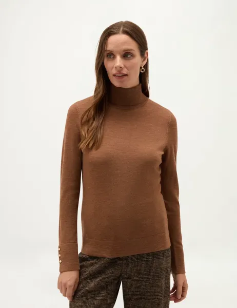 Hobbs Pure Merino Wool Roll Neck Jumper Brown
