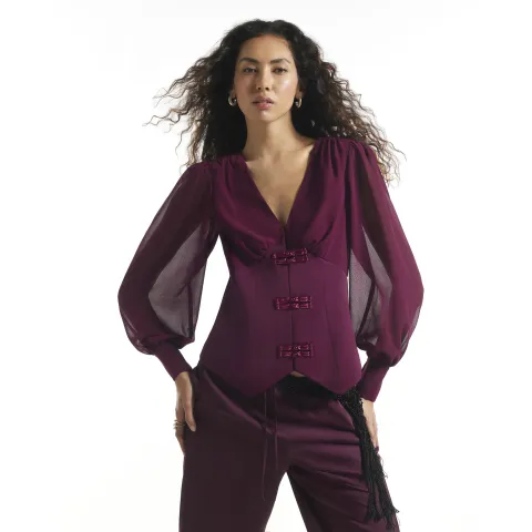 River Island Satin Corset Detail Blouse