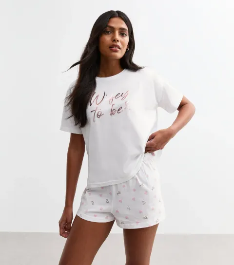 New Look Women's White Wifey To Be Short Pyjama Set