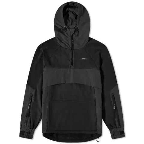 Mixed Fabric Quarter Zip Hoodie
