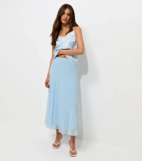 Women's Light Blue Chiffon Circle Skirt