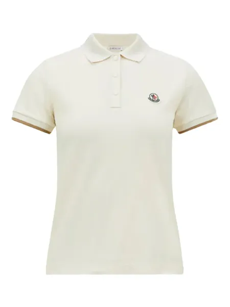 women Logo Patch Cotton Piquet Polo Shirt White