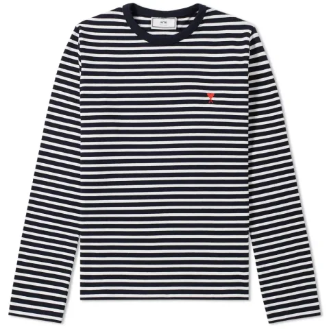 AMI Long Sleeve Heart Stripe Tee