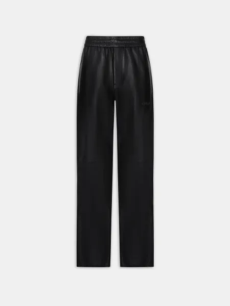 LEATHER TRACK PANT - Black