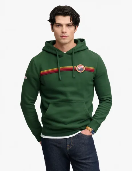 Superdry & Co Cotton Rich Outdoors Stripe Logo Hoodie Green