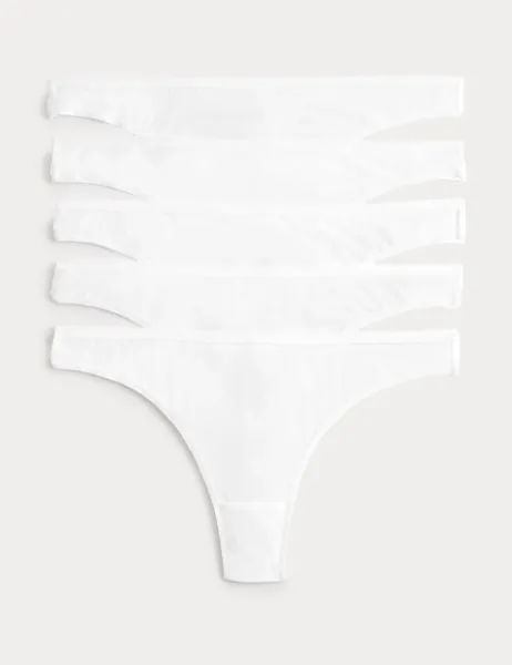Marks & Spencer 5pk Microfibre Low Rise Thongs Eco White