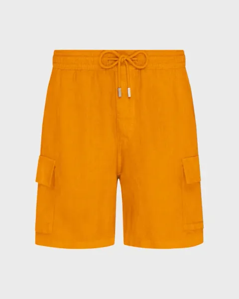 Vilebrequin Men Linen Bermuda Shorts Cargo Pockets