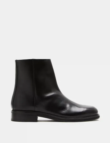 Autograph Leather Square Toe Boots Black