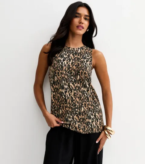 Women's Brown Leopard Print Tank Top