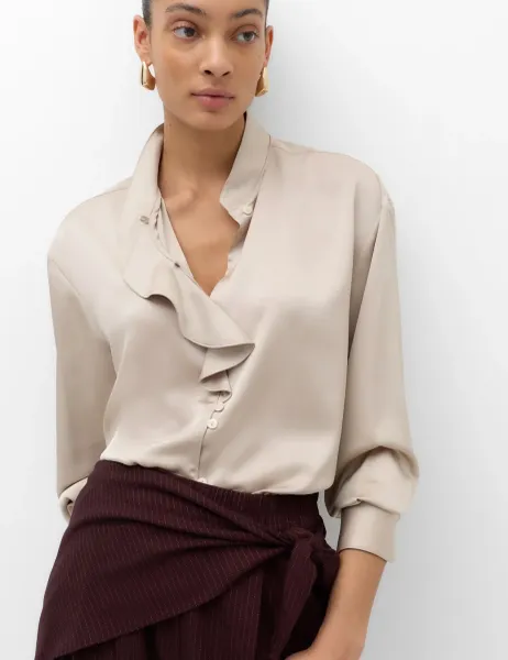 Marks & Spencer Satin Ruffle High Neck Shirt