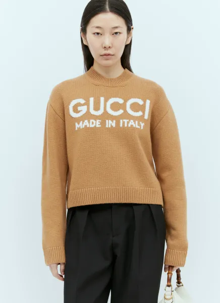 Logo Intarsia Wool Knit Sweater